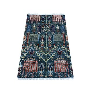 Shahbanu Rugs Green Fine Aryana Collection Hand Knotted Colorful Willow ...