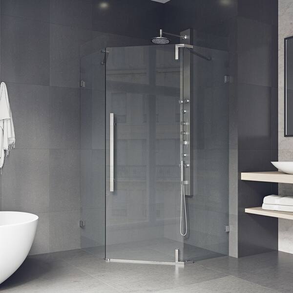 Shop Vigo Ontario Adjustable Frameless Neo Angle Shower Enclosure On Sale Overstock 30598991