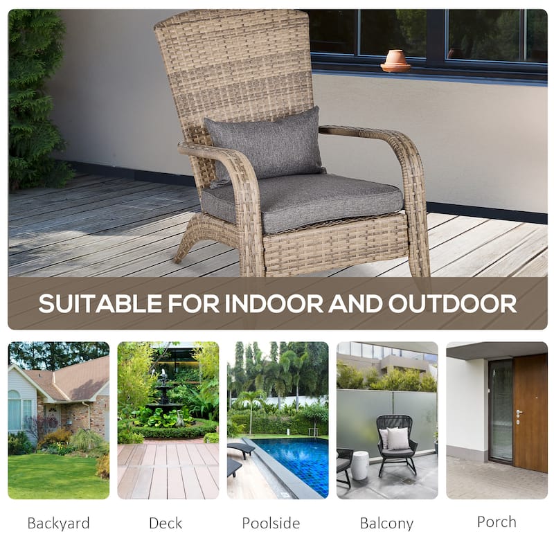 Outsunny Outdoor Classic Rattan Adirondack Chair with Cushion