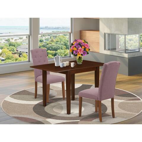 Dining Set - Dining Chairs with Dahlia Color Linen Fabric and a Dining Table - Mahogany Finish -(Pieces Option)