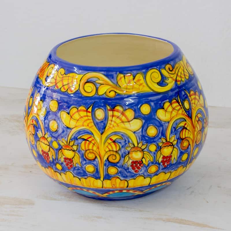 Novica Handmade Sunbathed Flowers Ceramic Vase