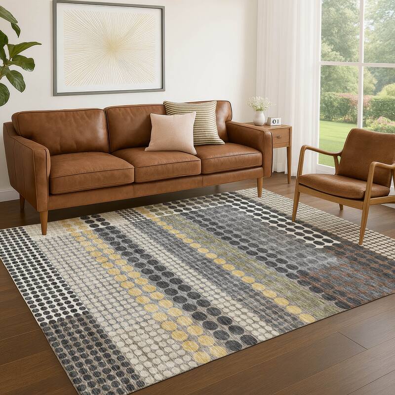 Machine Washable Indoor/ Outdoor Casual Dotty Chantille Rug