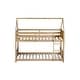 preview thumbnail 12 of 34, Twin Over Twin Low House Bunk Bed for Kids, Rubber Wood Floor Bed Frame with Guardrails, Ladder & Headboards for Bedroom