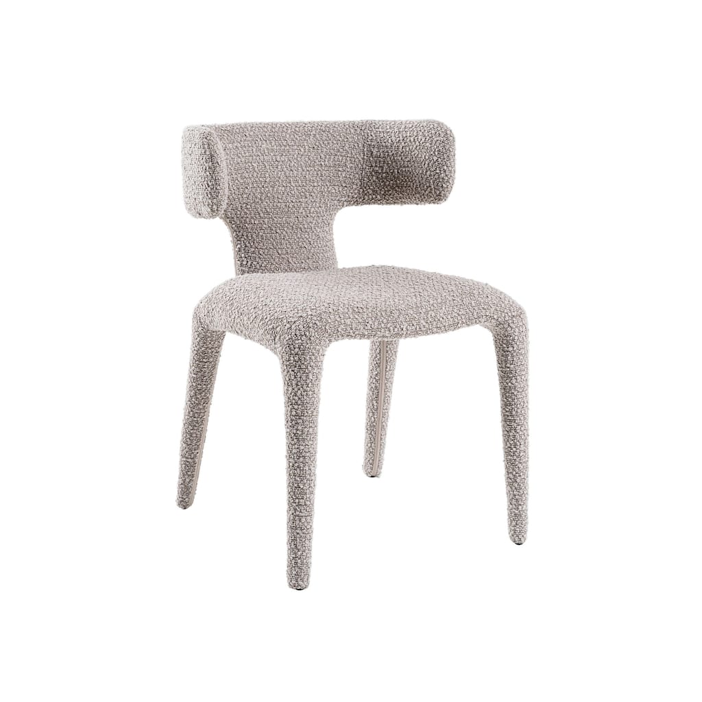 Cid Eve 21 Inch Dining Chair, Curved Wingback Off White Textured Polyester