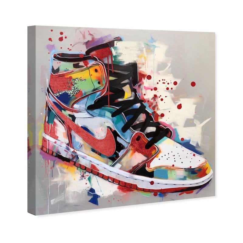 Wynwood Studio Fashion and Glam Artsy Sneaker Red and Modern & Contemporary Wall Art Canvas Print