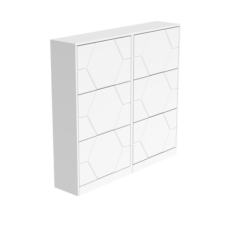 Shoe Storage Cabinet For Entryway,6 Tiers Shoe Organizer With Carved Panels, Carving Shoe Closet,Vertical Shoe Cabinet