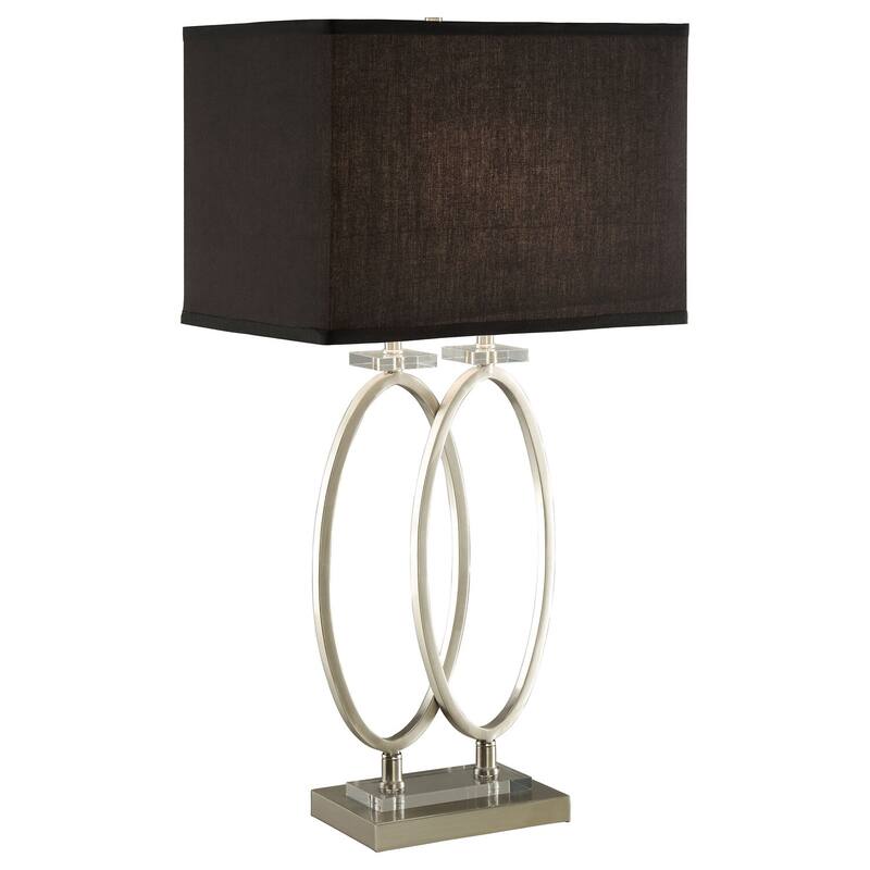 Contemporary Table Lamp - Cool Izuku Rectangular Shade, Black & Brushed Nickel, Dimmable Bedside Lamp, 27.75"