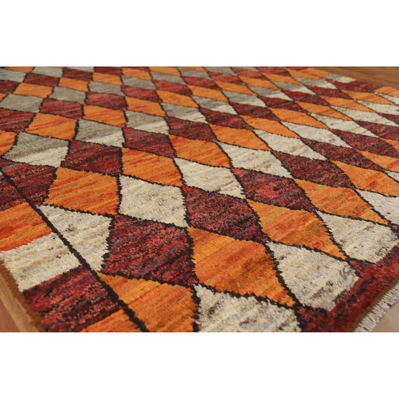 Tribal Trellis Moroccan Oriental Area Rug Handmade Wool Carpet - 6'9" x 9'8" - 6'9" x 9'8" - Multi-Color
