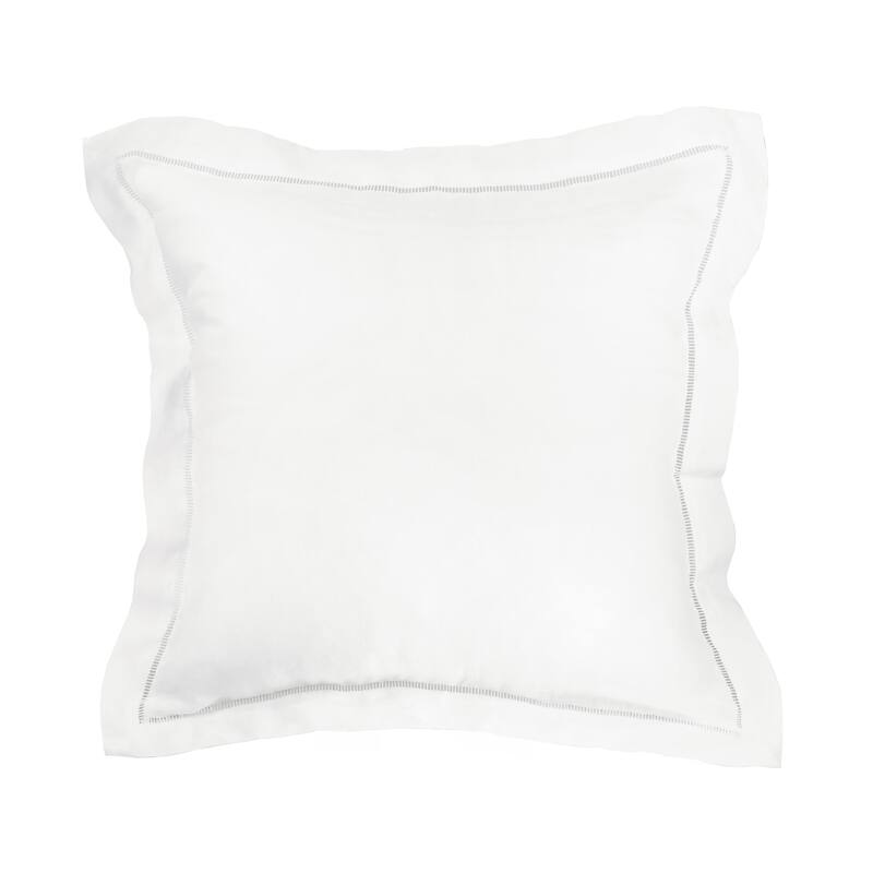 Belgian Flax Linen Collection Ladder Hemstitch Pillowcases/Euro Shams - Standard Sham - WHITE