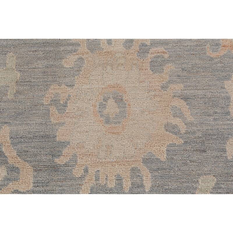 Hand Knotted Oriental 100% Wool Carpet Transitional All-Over Navy Blue & Blues Oushak Area Rug - 12' 1'' X 9' 10''