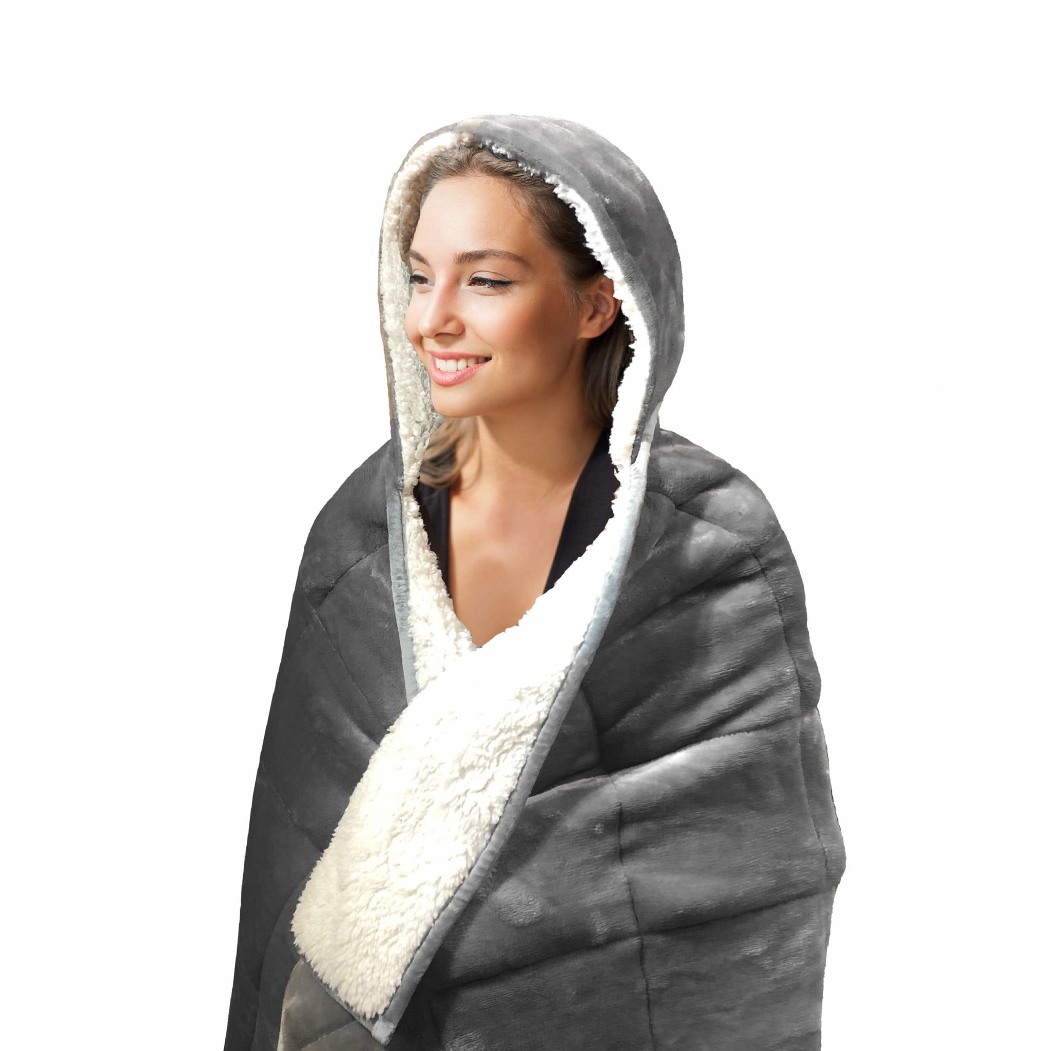 Hooded weighted best sale velvet sherpa throw