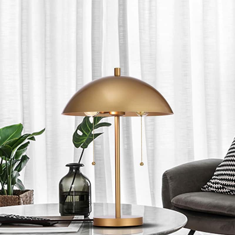 Casey Matte Gold 2-Light Metal Dome Table Lamp