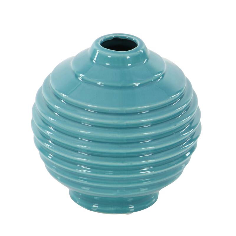 Ceramic Decorative Vase with Varying Patterns - Set of 3 Gold, Blue, White, Cream - Roche River Decor
