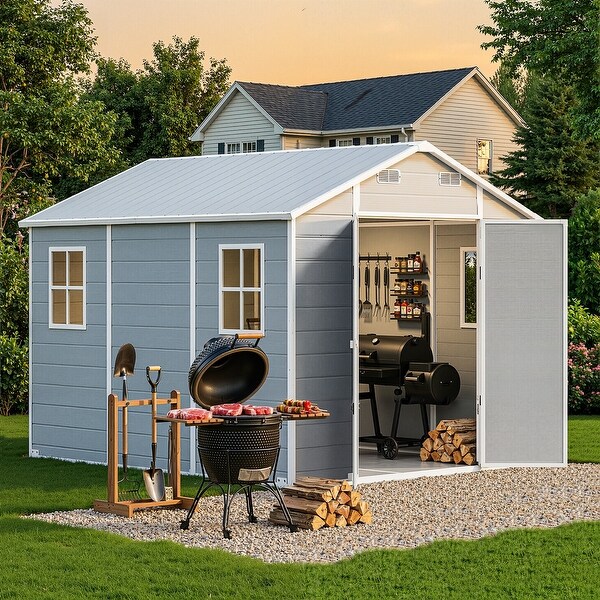 Pocassy 8' x 6' / 8' x 10' Outdoor Storage Shed with Lockable Door