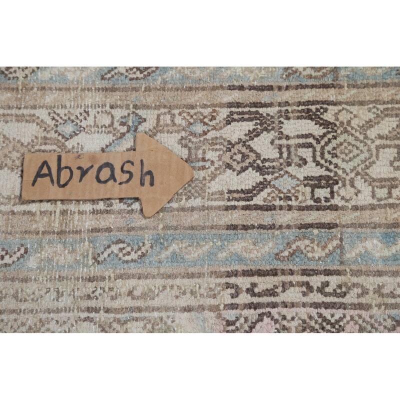 Muted Traditional Geometric Hamedan Persian Area Rug Wool Handmade - 6'10" x 9'9"