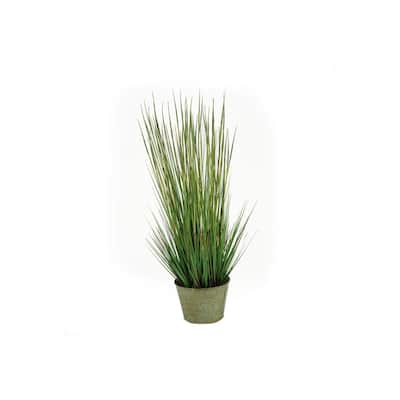 HomeStock 41" Onion Grass in Round Metal Planter - Lifelike Tall Faux Plant for Modern Home Décor - 41