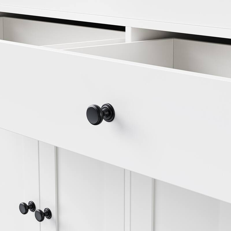 44'' Kitchen Island with Extendable Dining Table, Rolling Wheels, Spice Rack and 2 Drawers - 44'' x 19.75'' x 36.25''