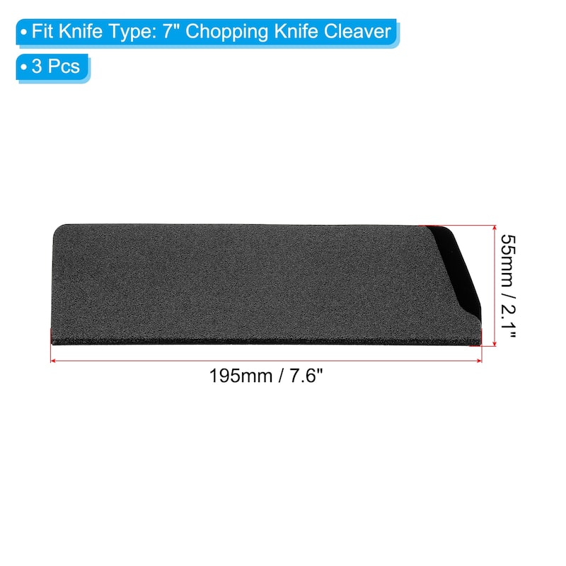 ABS Knife Cover Sleeves Edge Guard Blade Protector - Black 3 Pcs - 7" Chopping Knife Cleaver