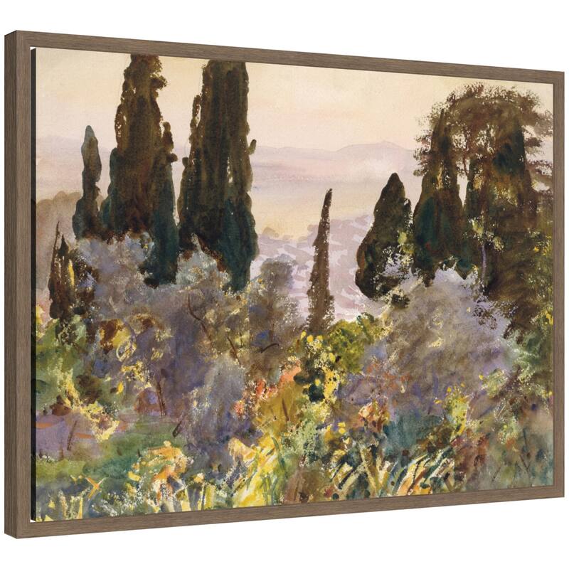 Kate and Laurel Granada 1912 John Singer Sargent by Nostalgia Prints Framed Canvas Wall Art Print - 24 x 18 - Walnut