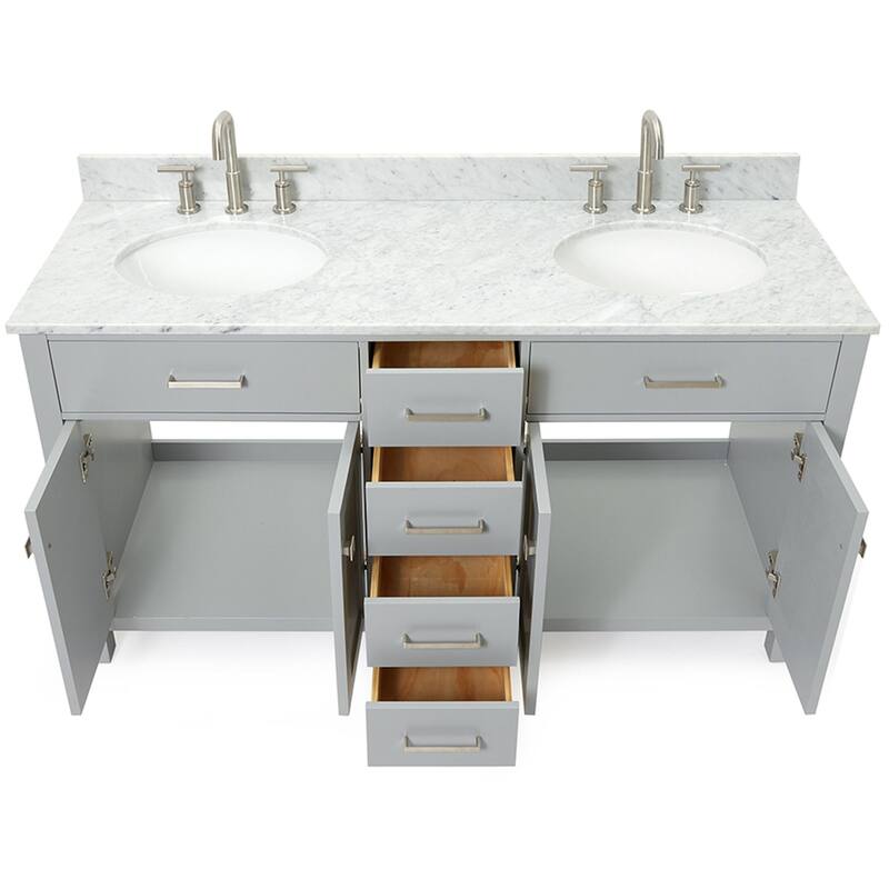 Ariel H061DCW2OVO Bristol 61" Free Standing Double Oval Basin Vanity
