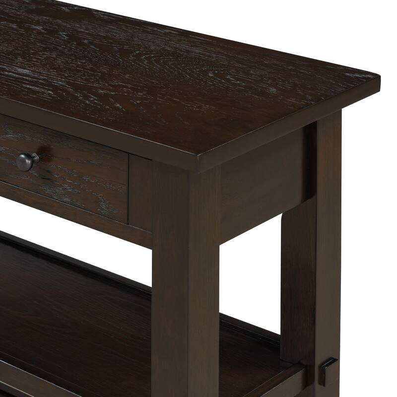 36" Retro Console Table with Drawer and Two Sturdy Shelves for Entryway or Living Room