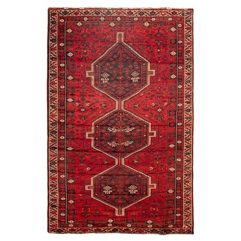 ECARPETGALLERY Hand-knotted Melis Red Wool Rug - 6'3 x 9'7 - Red - 6'3 x 9'7