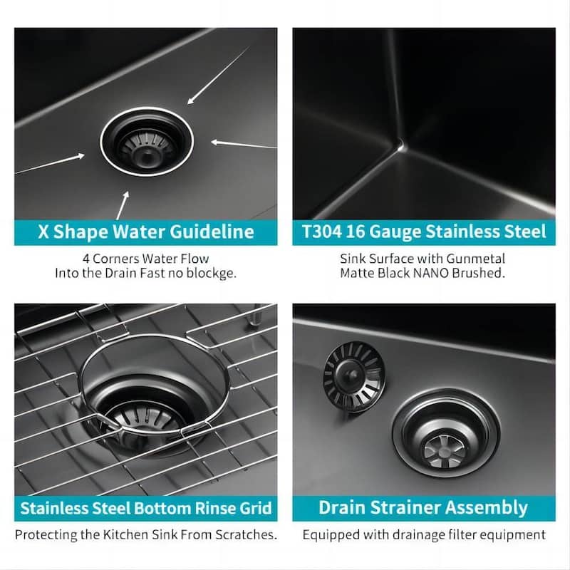 33 in 36 in Gunmetal Black Double Bowl (60/40) Apron Front Kitchen Sink