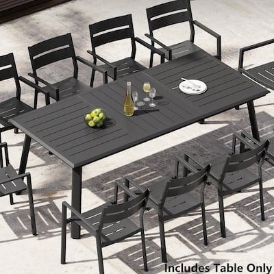 Pellebant Outdoor Aluminum Dining Table with Umbrella Hole for 6-8 Person