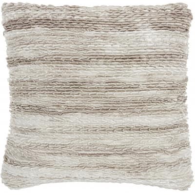 Petite Taupe and Striped Throw Pillow
