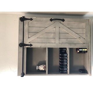 Cates Wood Wall Storage Cabinet with Vanity Mirror and Barn Door