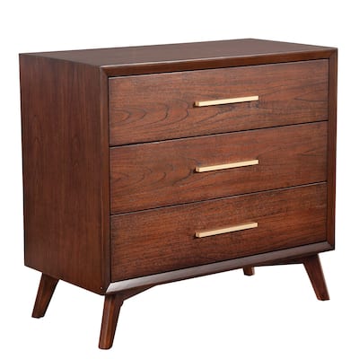 33 Inch Wooden Chest with 3 Drawers, Small, Brown