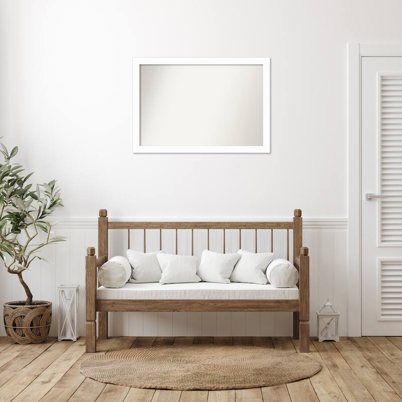 Basic Narrow Non-Beveled Wood Framed Wall Mirror