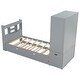 preview thumbnail 11 of 22, Twin Platform Bed with Storage Headboard & Footboard, Pull Out Shelves and Twin Trundle, Grey