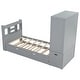 preview thumbnail 11 of 22, Twin Size Platform Bed with Twin Size Trundle and Footboard, Kids Bed Frame with Pull-Out Shelves and Storage Headboard, Grey
