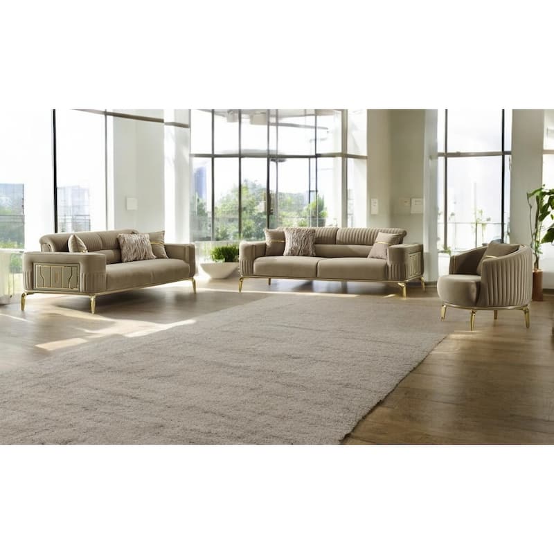 Calista 3 Pieces Living Room Sets 1 Sofa 1 Love seat 1 Chair - Beige