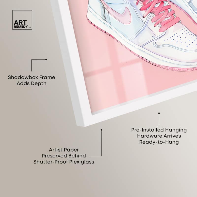 Blush Floral Bloom Sneakers Shadowbox by Art Remedy