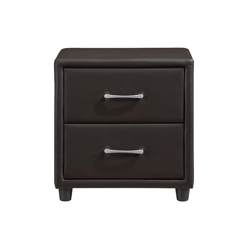 1pc Bedroom Furniture Two Drawers Nightstand - Dark Brown