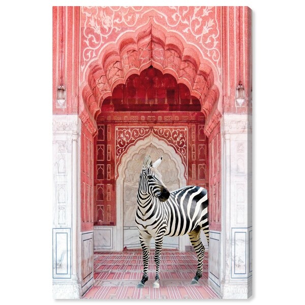 Oliver Gal 'Zebra Entrance Coral' Architecture Wall Art Canvas