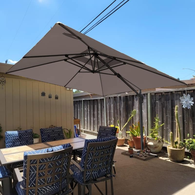 PURPLE LEAF 10ft Double Top Stylish Cantilever Patio Umbrella with Base