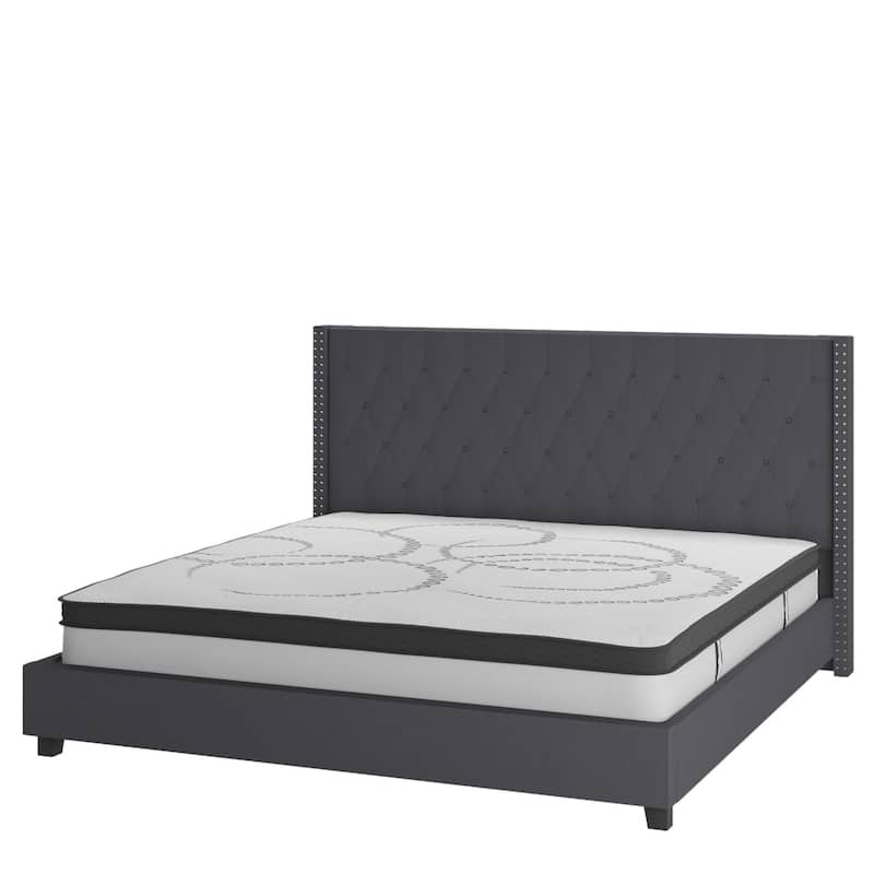 Tufted Platform Bed with 10 Inch Pocket Spring Mattress