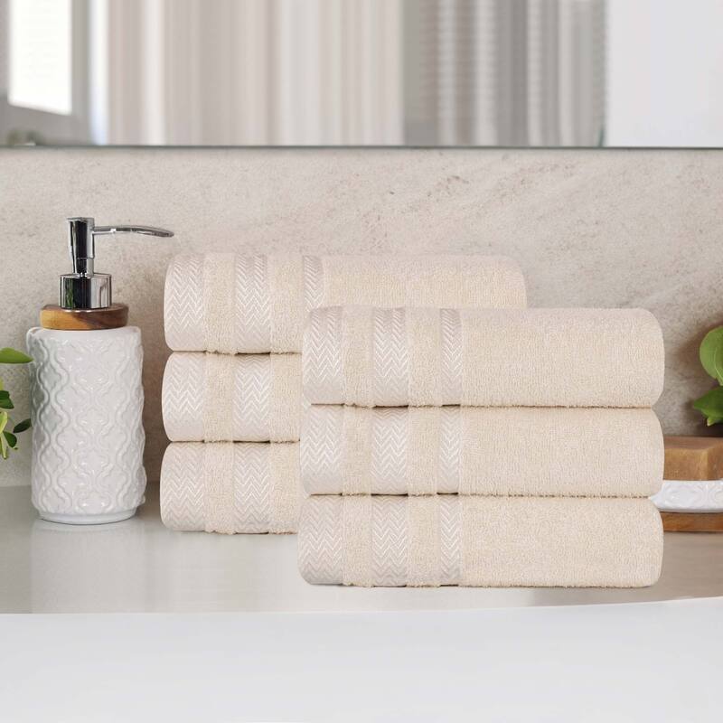 Superior Hays Cotton Soft Medium Weight Hand Towel Set of 6 - Ivory