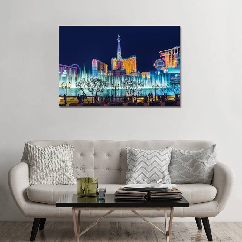 iCanvas "Las Vegas Romantic Fountain Views" by Susanne Kremer Canvas Print - 32x48x1.5