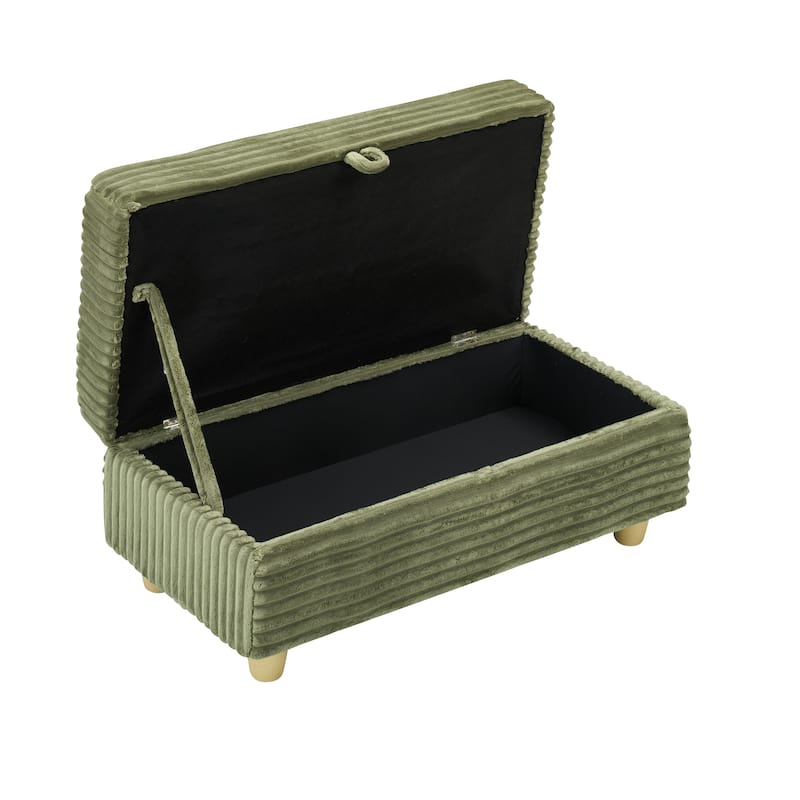 Corduroy Accent Chair & Storage Ottoman Set of 2, Single Sofa Armchair Lounge Chair with Pillows & Cup Holders