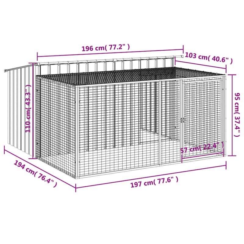 vidaXL Dog House Anthracite Galvanized Steel