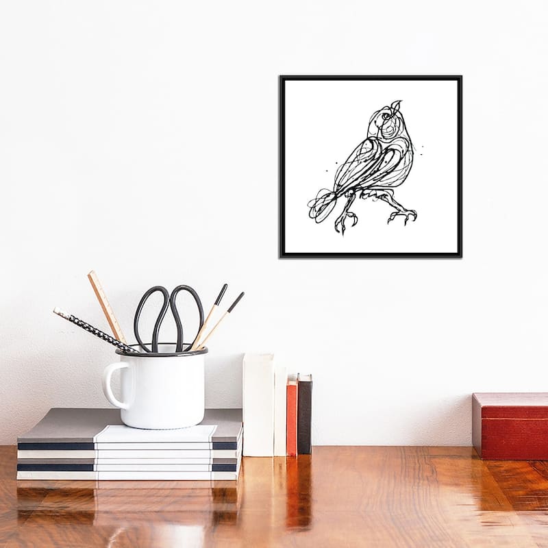 iCanvas "Chin Up - Cute Little Bird Jackson Pollock Style Drawing" by OLena Art Framed