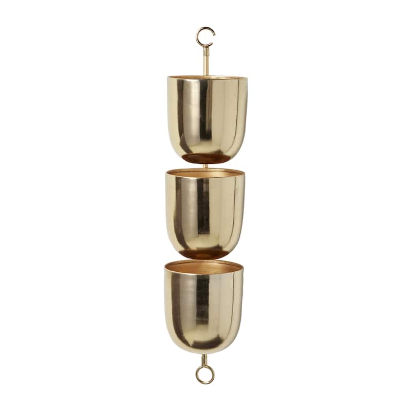 Metal Indoor Outdoor Layered Indoor Outdoor Wall Planter - Gold, Silver, Black, White - Roche River Decor