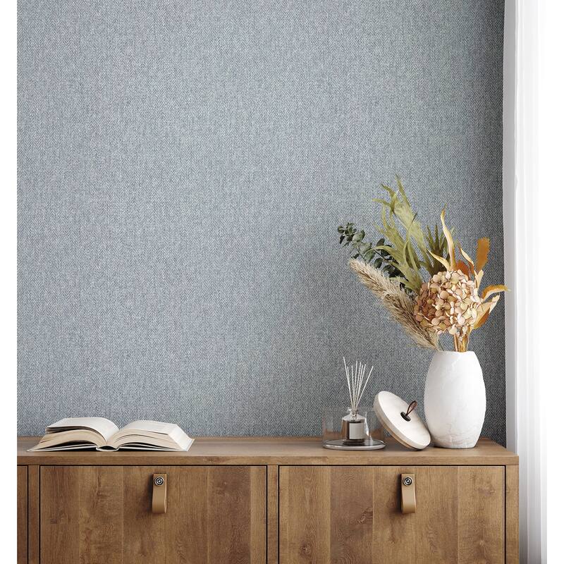 Herringbone Blue Tweed Wallpaper