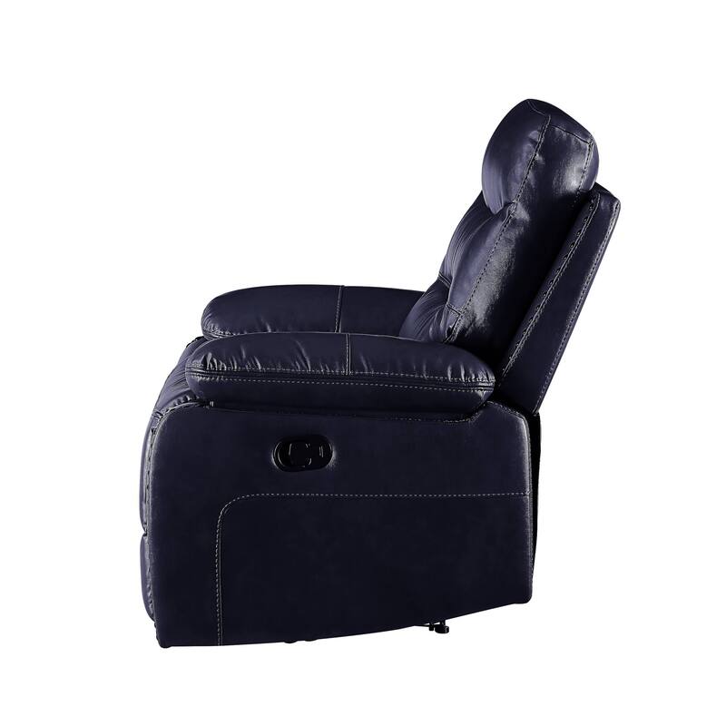 Graton Navy Horizontal Tufted with Nailhead Trim Recliner