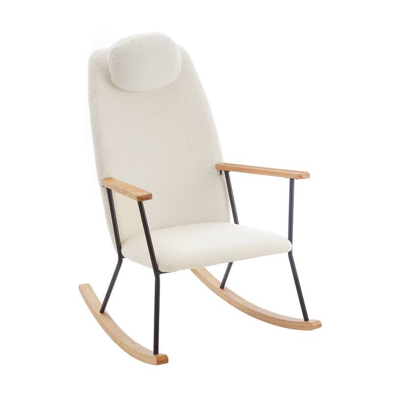 Accent Rocking Chair with Adjustable Headrest Pillow