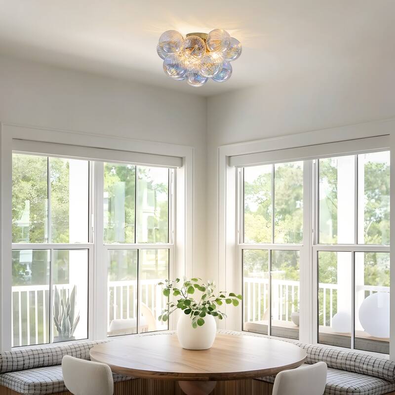 Starsky 3-Light 18in. Contemporary Glass Bubble Semi Flush Mount